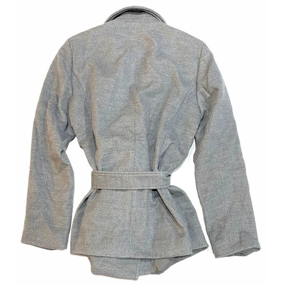 NWT Ann Taylor LOFT Coat Sz MEDIUM Gray Belt Pockets - Picture 2 of 5